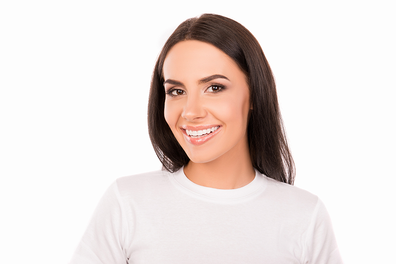 result teeth whitening young woman